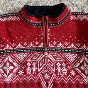 Authentic Dale of Norway Quarter Zip Wool Sweater.